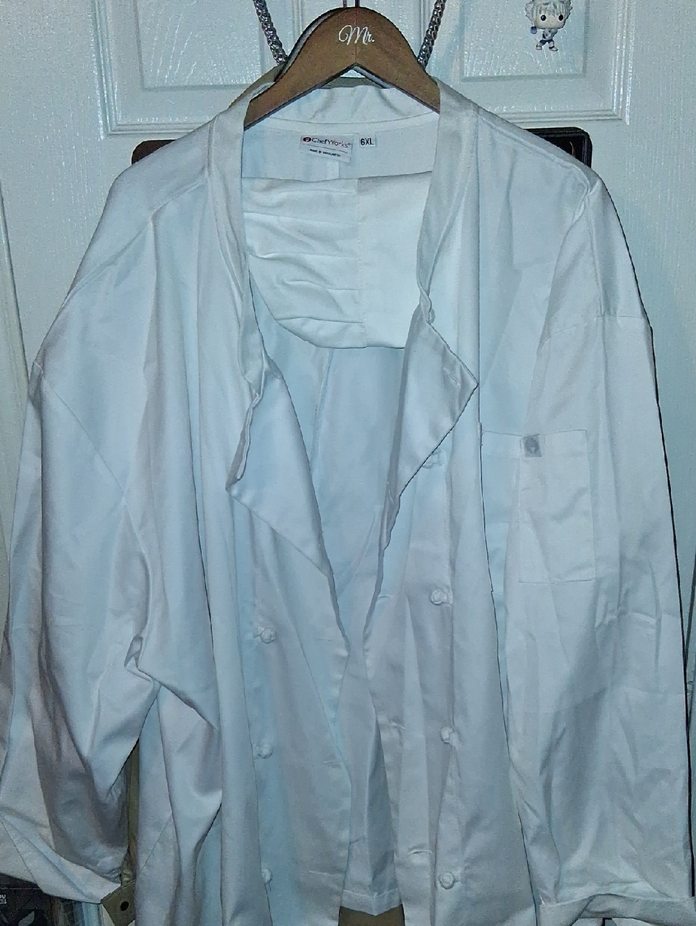 6x Men's White Double-Breasted Chef Coat & Hat
